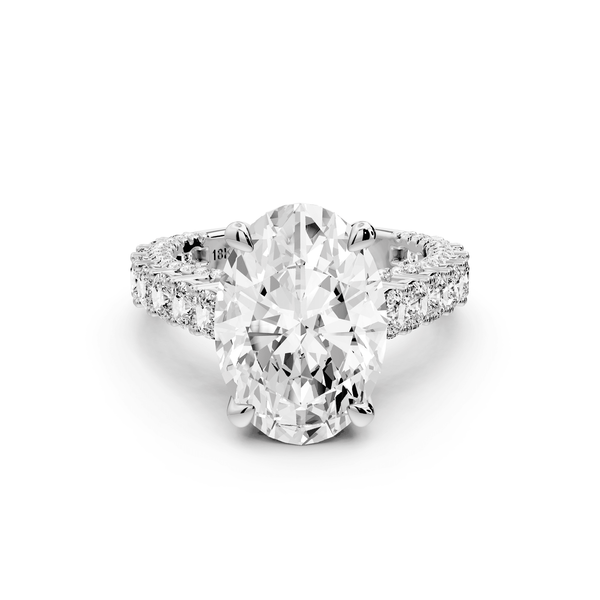 Ivy - 5ct platinum oval Diamond Crown Cathedral Rollover Pavé Engagement Ring - Mr. Alex Jewelry