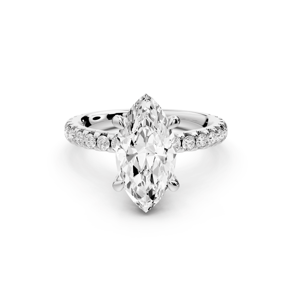 Jade - 2ct 14k white gold marquise hidden halo diamond crown and bridge pavé engagement ring - Mr. Alex Jewelry