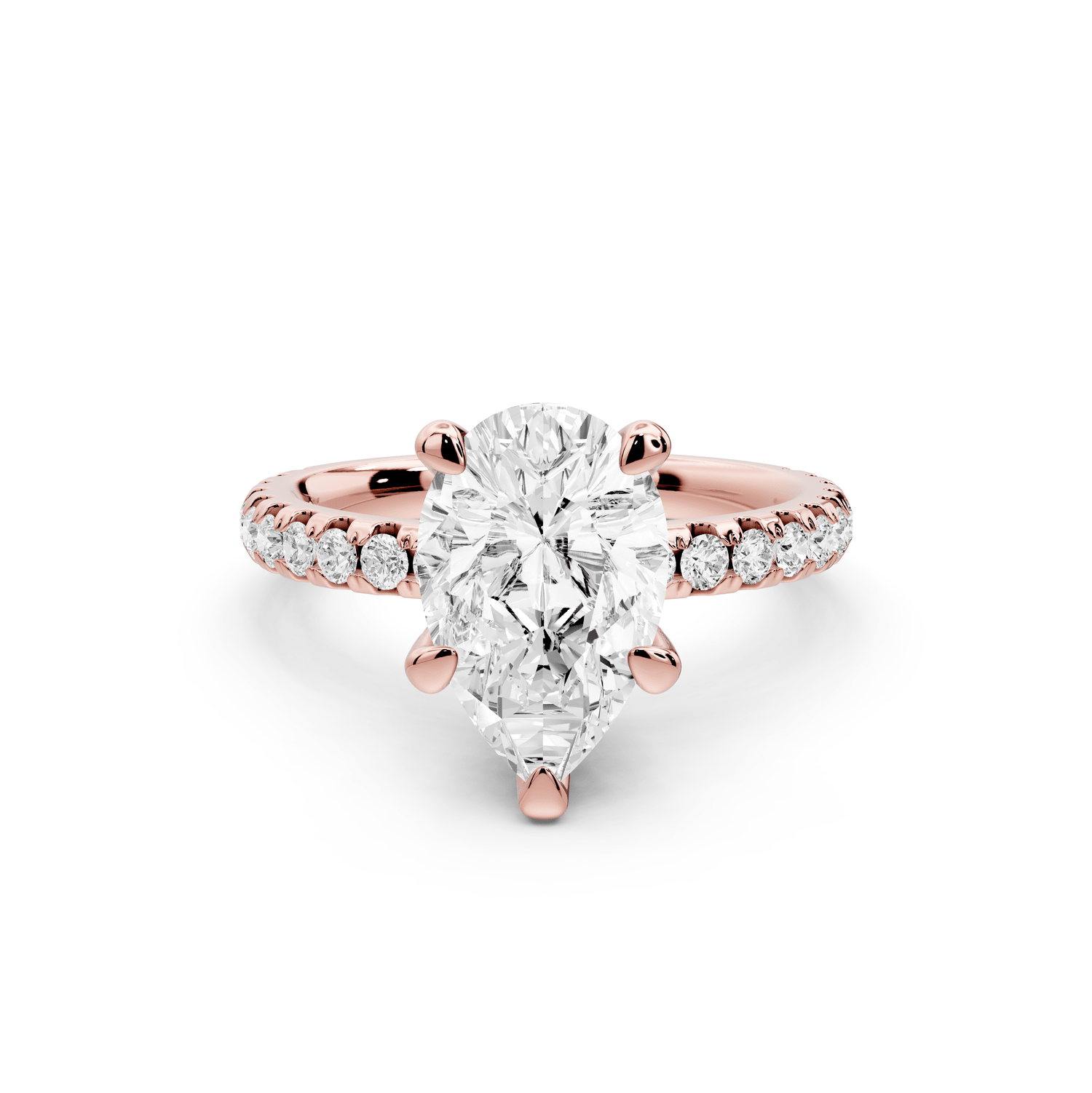Jade - 2ct 18k rose gold pear hidden halo diamond crown and bridge pavé engagamnet ring - Mr. Alex Jewelry