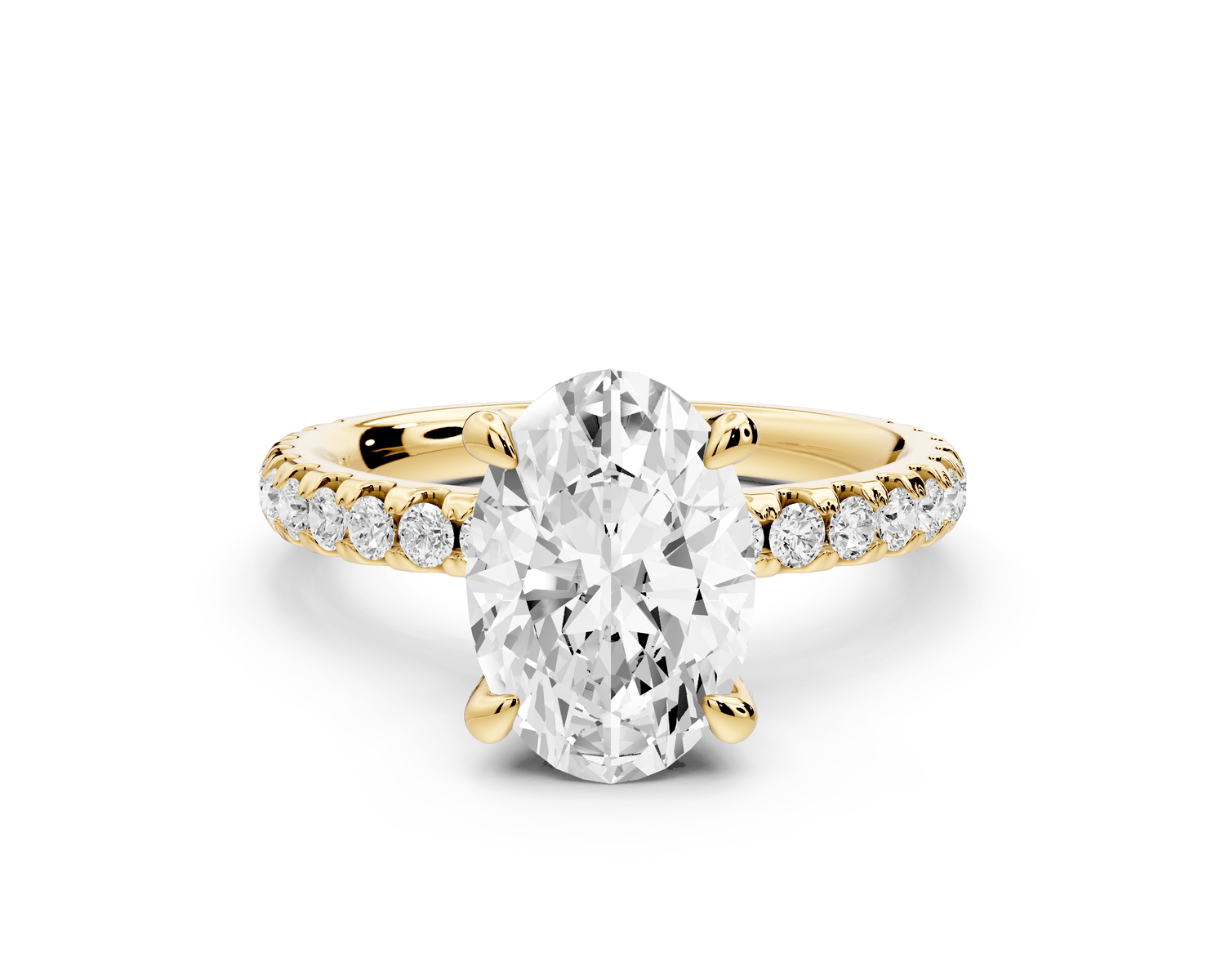Jade - 2ct 18k yellow gold oval hidden halo diamond crown and bridge pavé engagamnet ring - Mr. Alex Jewelry
