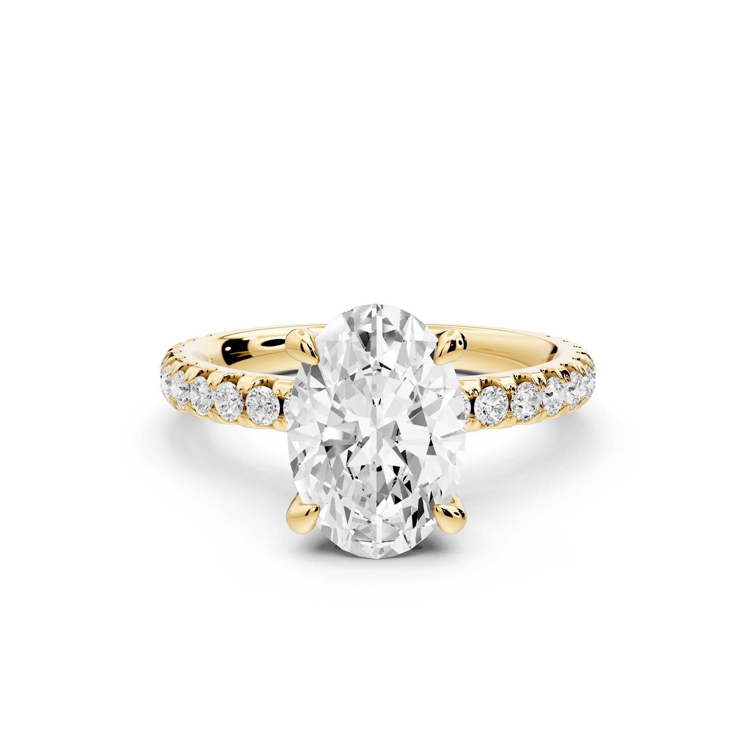 Jade - 2ct 18k yellow gold oval hidden halo diamond crown and bridge pavé engagamnet ring - Mr. Alex Jewelry