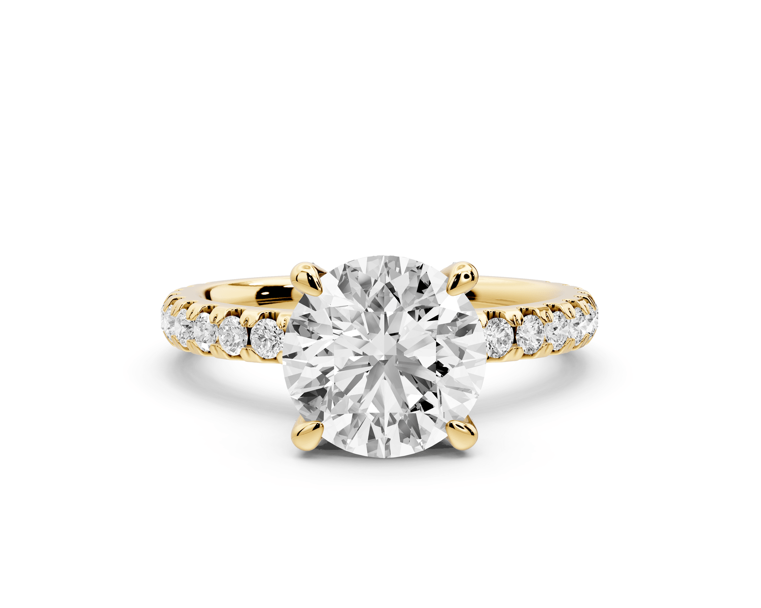 Jade - 2ct 18k yellow gold round hidden halo diamond crown and bridge pavé engagamnet ring - Mr. Alex Jewelry