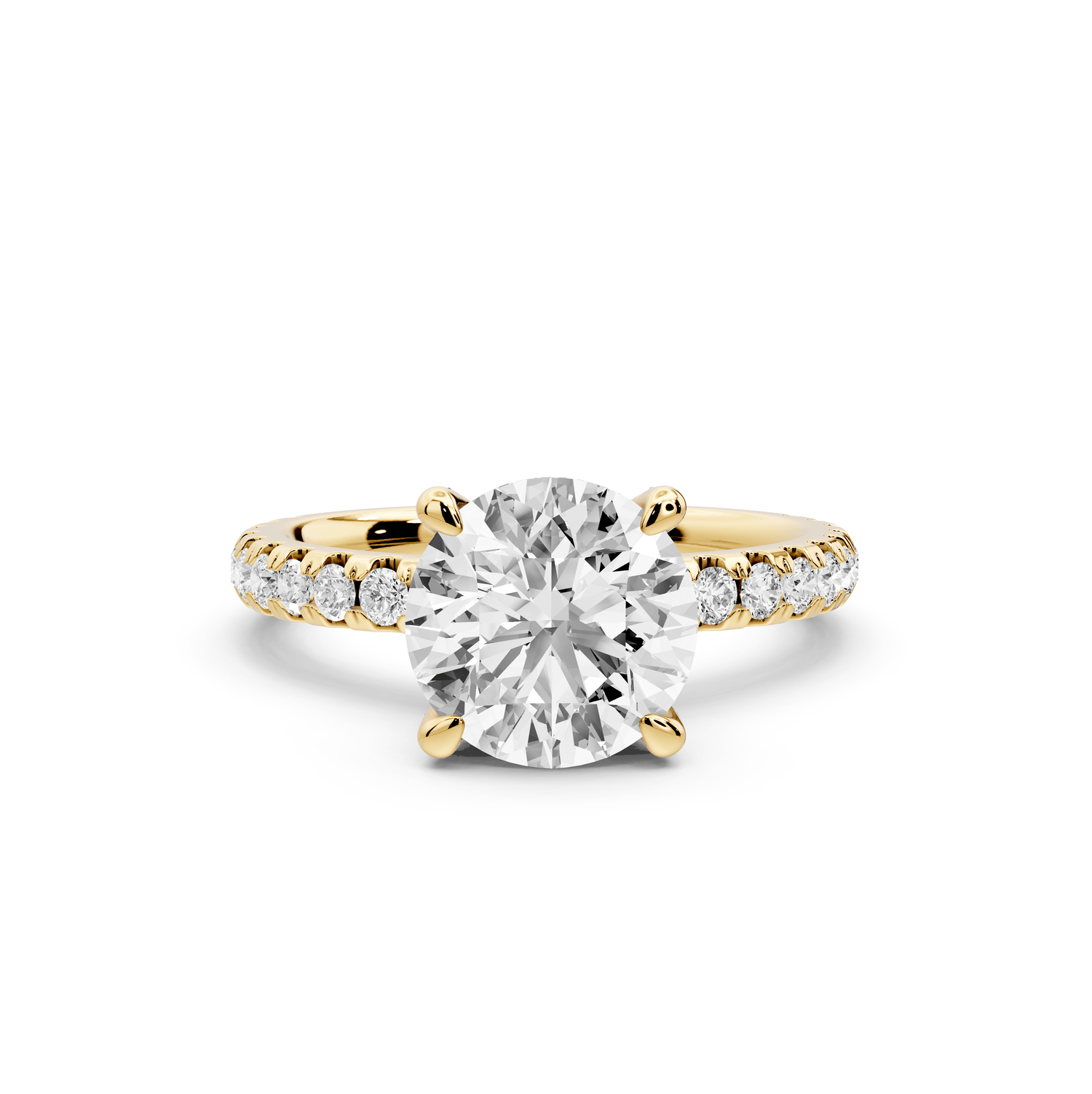 Jade - 2ct 18k yellow gold round hidden halo diamond crown and bridge pavé engagamnet ring - Mr. Alex Jewelry