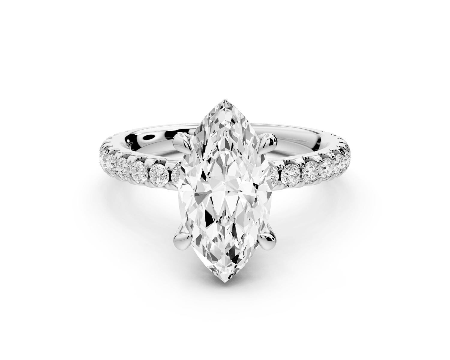 Jade - 2ct platinum marquise hidden halo diamond crown and bridge pavé engagement ring - Mr. Alex Jewelry