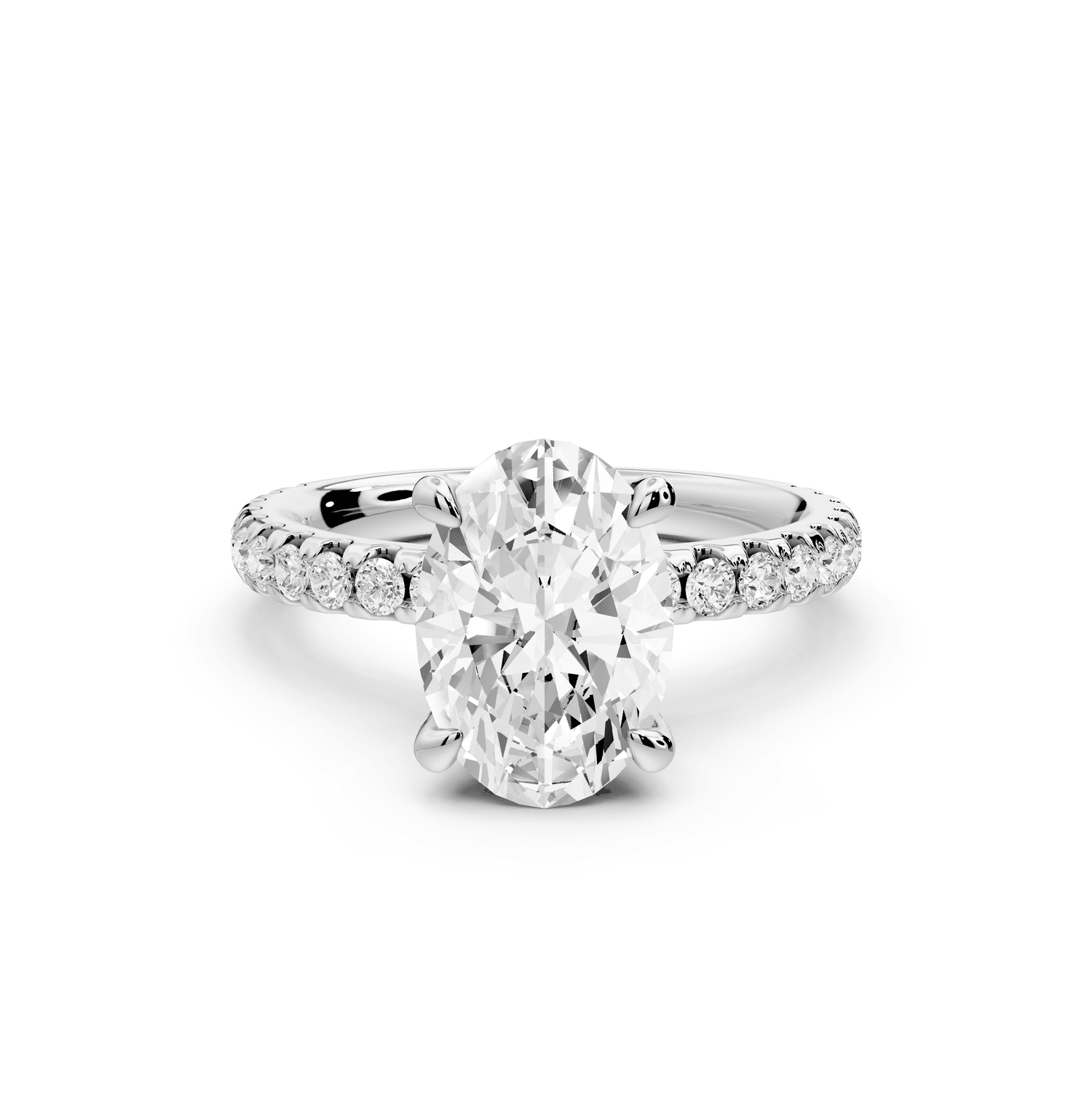 Jade - 2ct platinum oval hidden halo diamond crown and bridge pavé engagamnet ring - Mr. Alex Jewelry