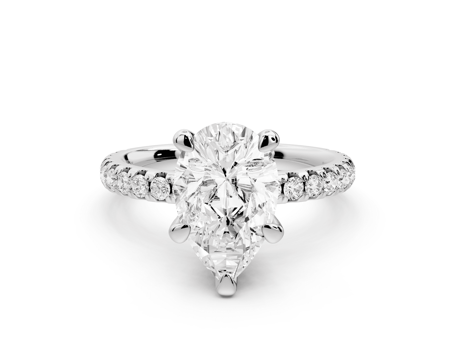 Jade - 2ct platinum pear hidden halo diamond crown and bridge pavé engagamnet ring - Mr. Alex Jewelry