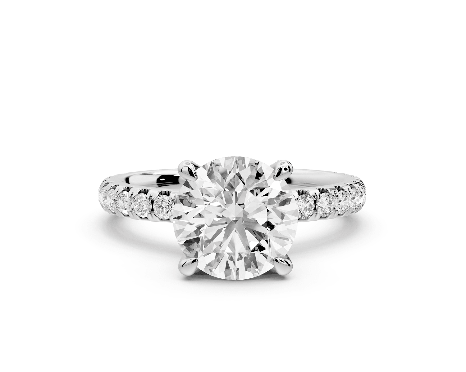 Jade - 2ct platinum round hidden halo diamond crown and bridge pavé engagamnet ring - Mr. Alex Jewelry