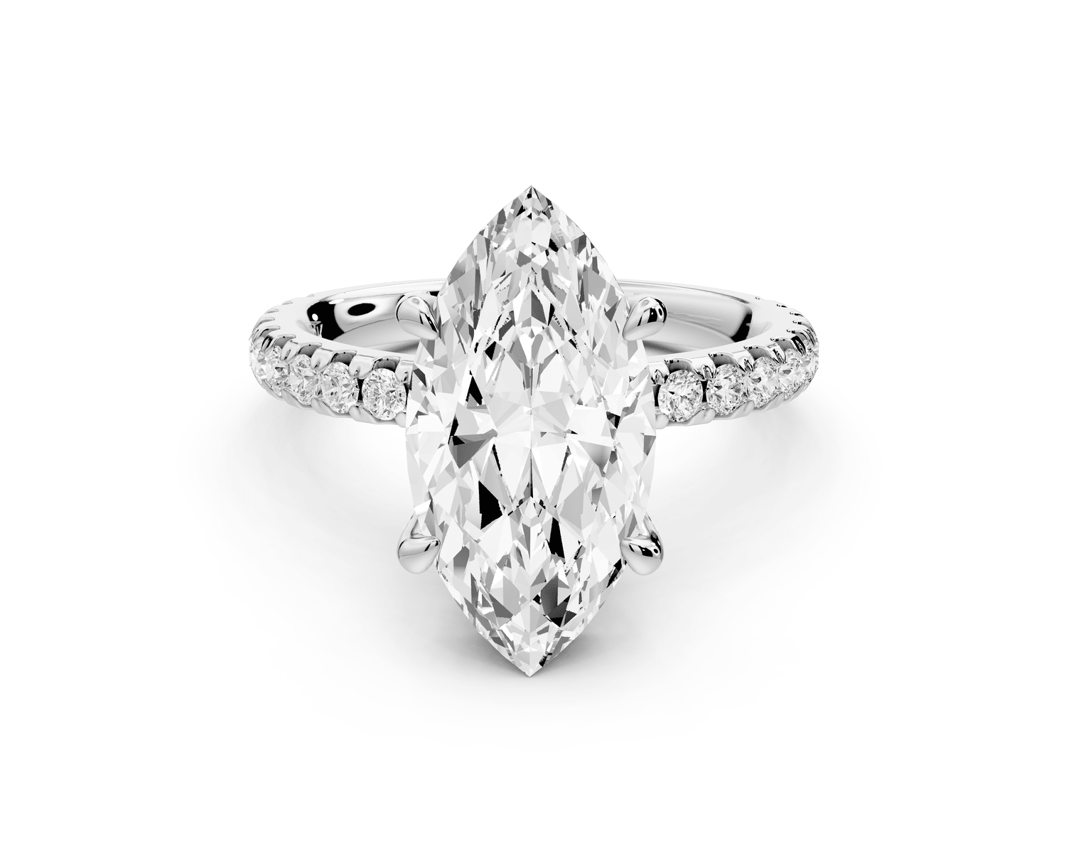 Jade - 3ct 14k white gold marquise hidden halo diamond crown and bridge pavé engagement ring - Mr. Alex Jewelry