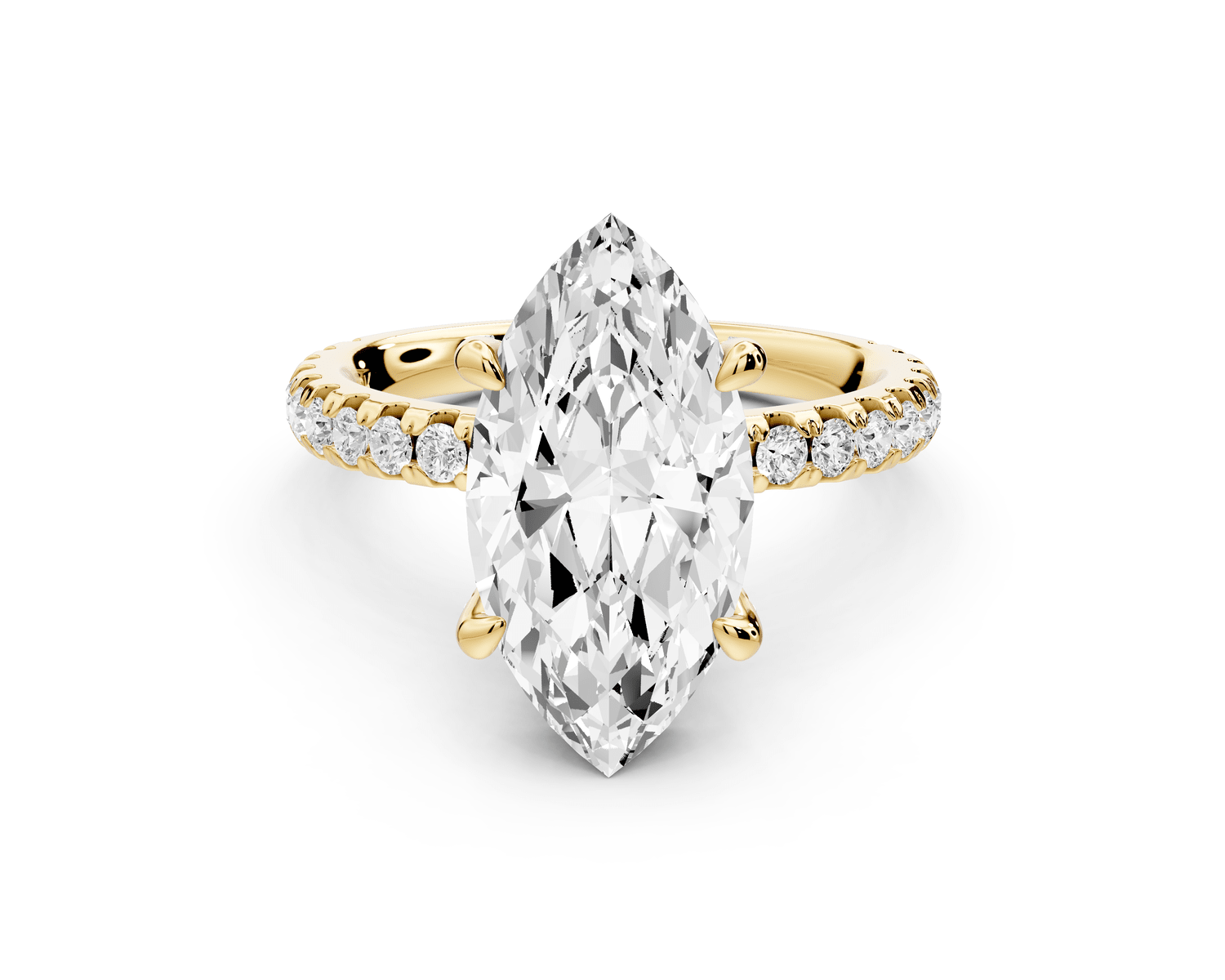 Jade - 3ct 14k yellow gold marquise hidden halo diamond crown and bridge pavé engagement ring - Mr. Alex Jewelry