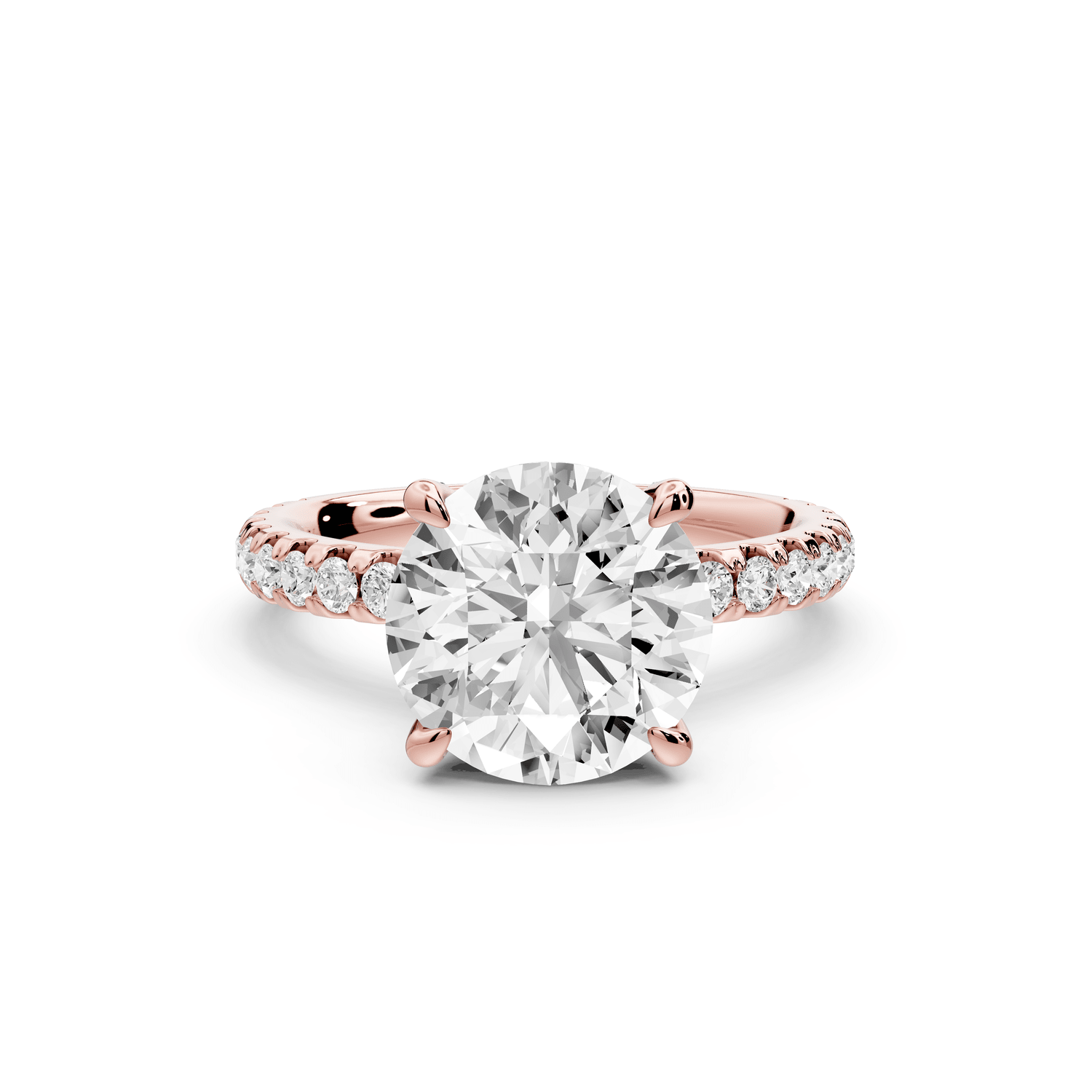 Jade - 3ct 18k rose gold round hidden halo diamond crown and bridge pavé engagamnet ring - Mr. Alex Jewelry