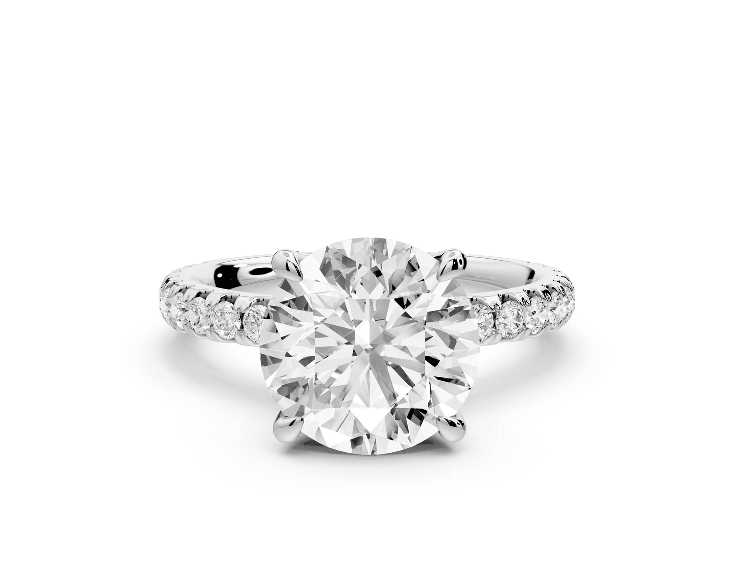 Jade - 3ct 18k white gold round hidden halo diamond crown and bridge pavé engagamnet ring - Mr. Alex Jewelry