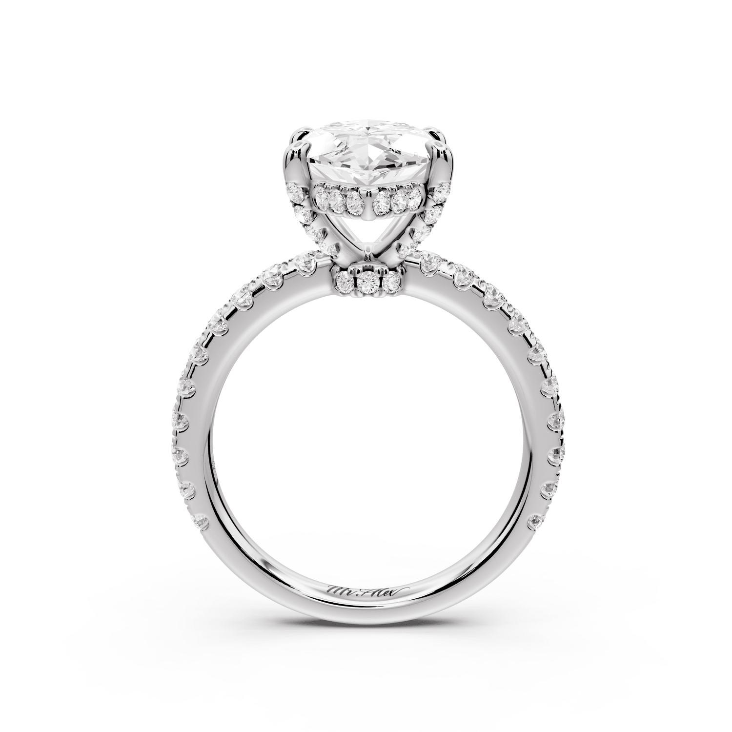 Jade - 3ct platinum marquise hidden halo diamond crown and bridge pavé engagement ring - Mr. Alex Jewelry