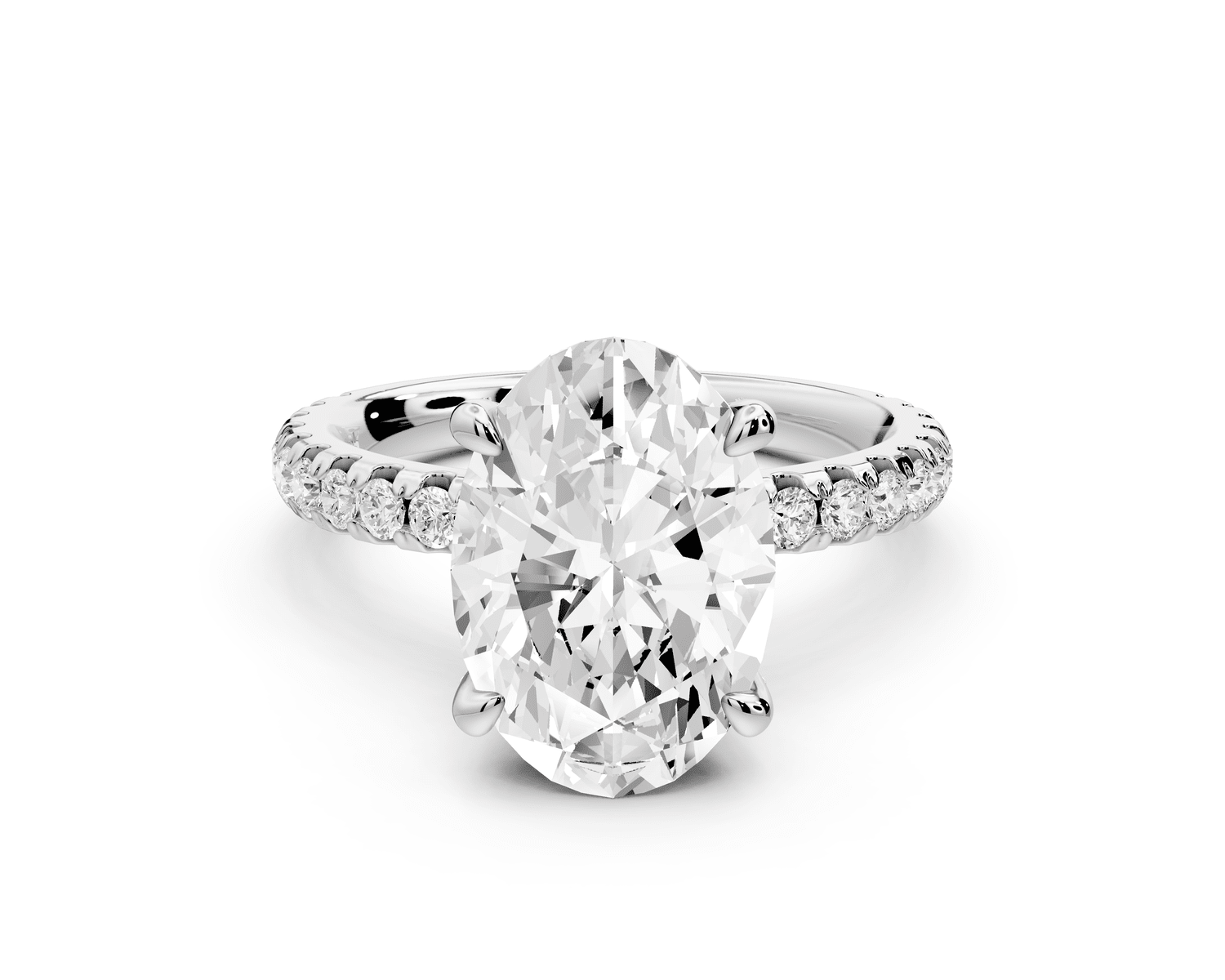 Jade - 3ct platinum oval hidden halo diamond crown and bridge pavé engagamnet ring - Mr. Alex Jewelry