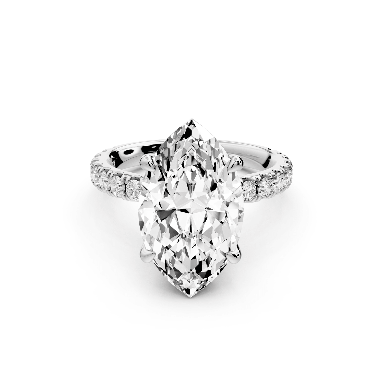 Jade - 4ct 14k white gold marquise hidden halo diamond crown and bridge pavé engagement ring - Mr. Alex Jewelry