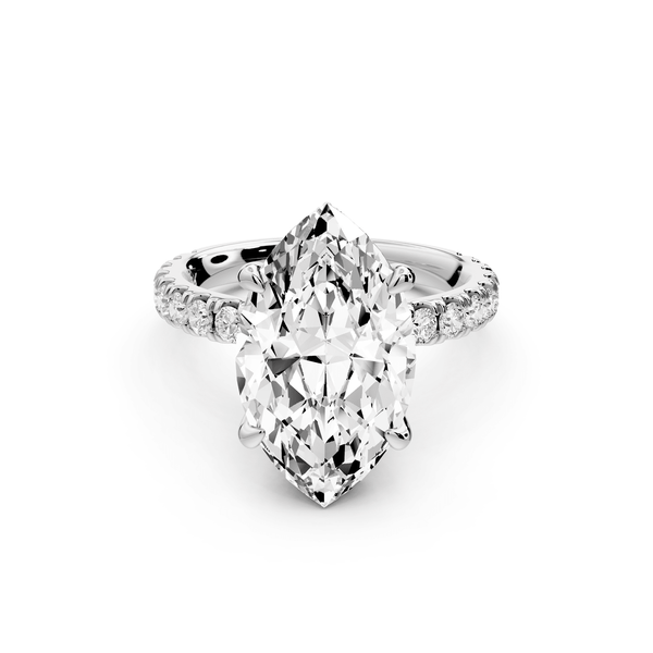 Jade - 4ct 14k white gold marquise hidden halo diamond crown and bridge pavé engagement ring - Mr. Alex Jewelry