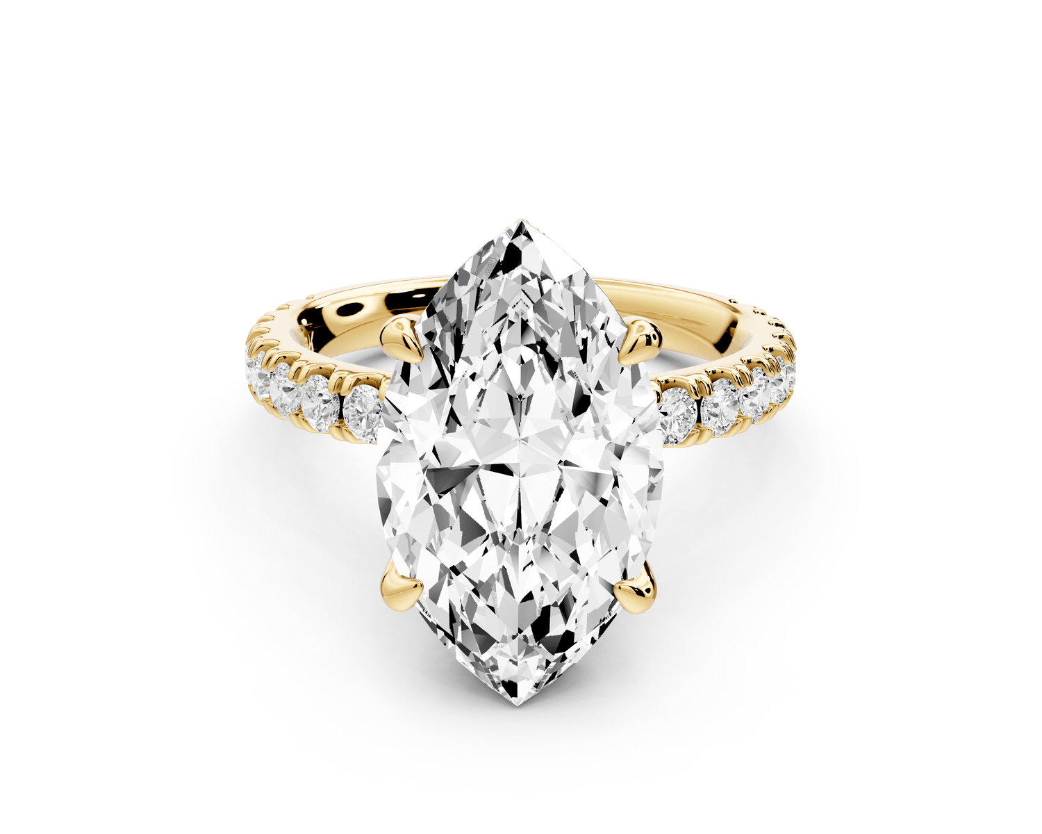 Jade - 4ct 14k yellow gold marquise hidden halo diamond crown and bridge pavé engagement ring - Mr. Alex Jewelry