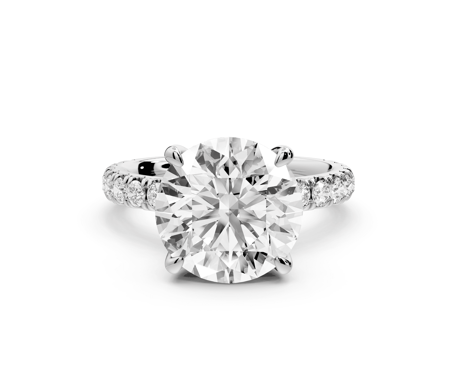 Jade - 4ct 18k white gold round hidden halo diamond crown and bridge pavé engagamnet ring - Mr. Alex Jewelry