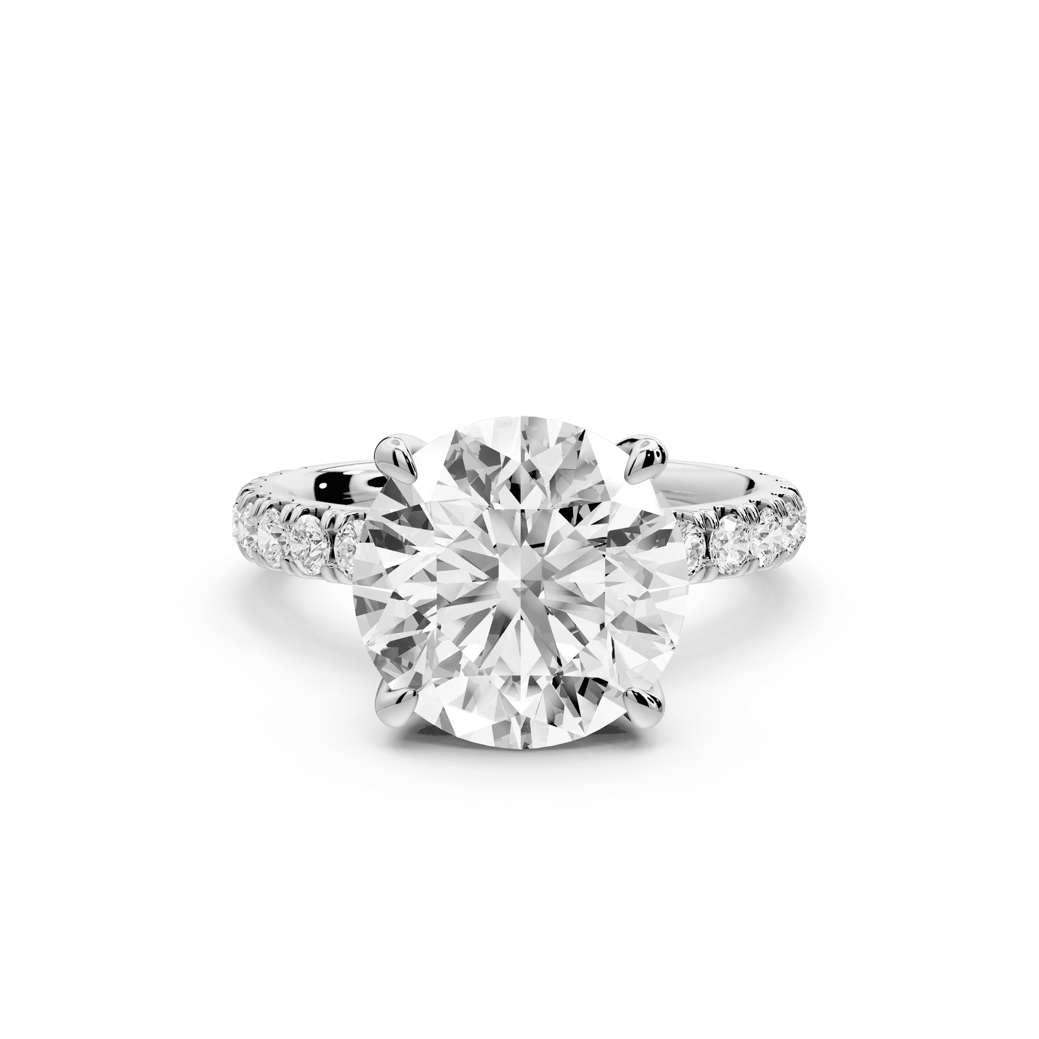 Jade - 4ct 18k white gold round hidden halo diamond crown and bridge pavé engagamnet ring - Mr. Alex Jewelry