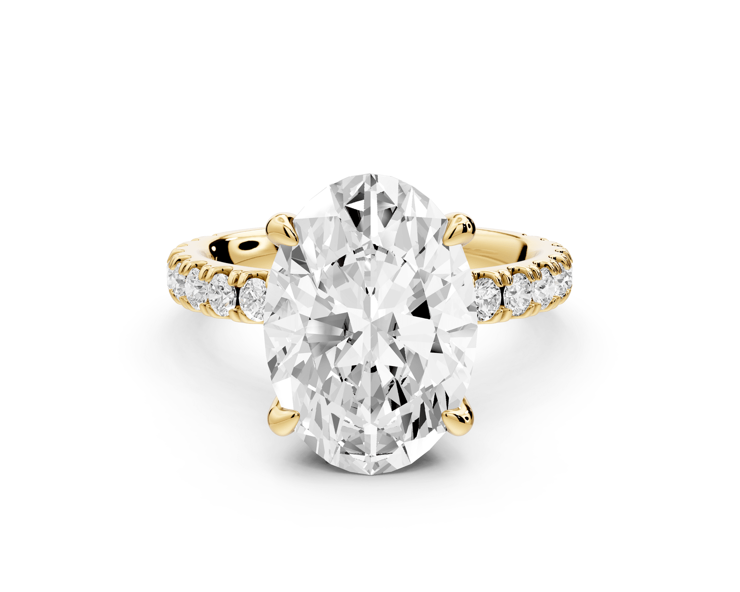 Jade - 4ct 18k yellow gold oval hidden halo diamond crown and bridge pavé engagamnet ring - Mr. Alex Jewelry