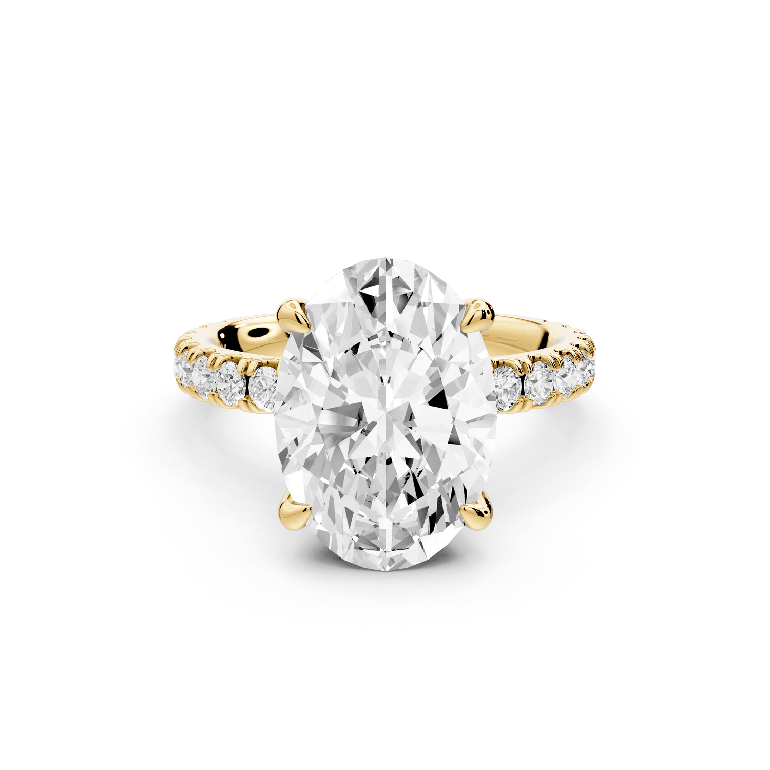 Jade - 4ct 18k yellow gold oval hidden halo diamond crown and bridge pavé engagamnet ring - Mr. Alex Jewelry