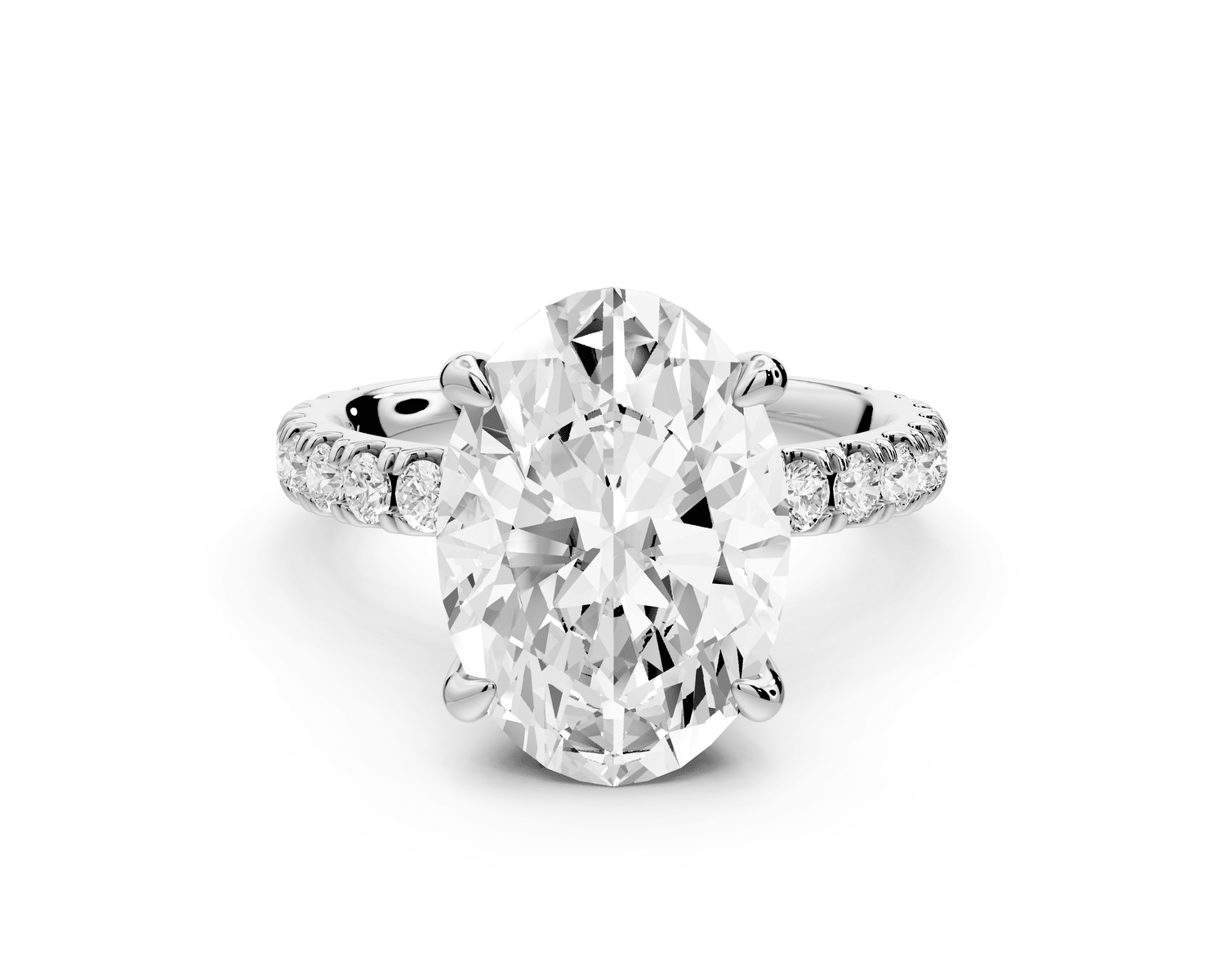 Jade - 4ct platinum oval hidden halo diamond crown and bridge pavé engagamnet ring - Mr. Alex Jewelry
