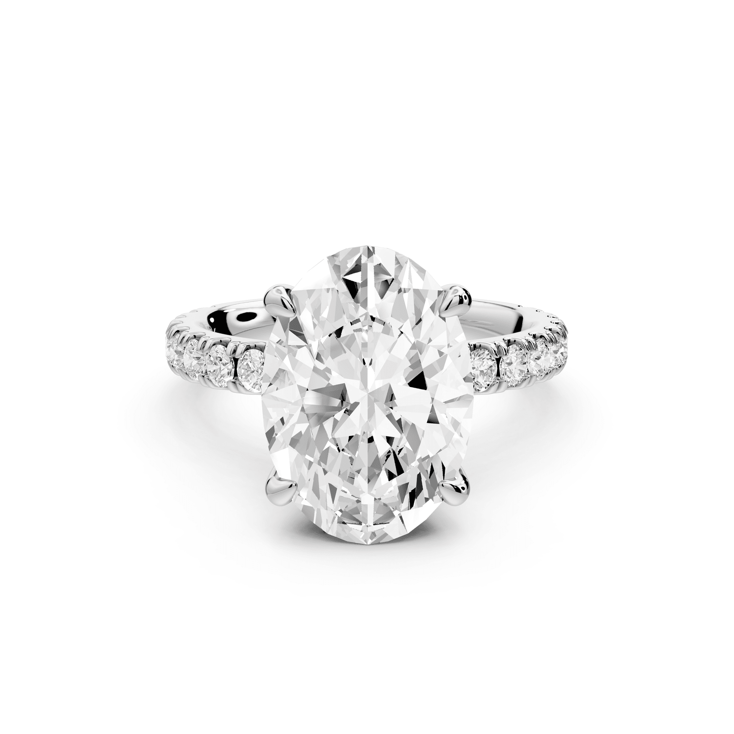 Jade - 4ct platinum oval hidden halo diamond crown and bridge pavé engagamnet ring - Mr. Alex Jewelry