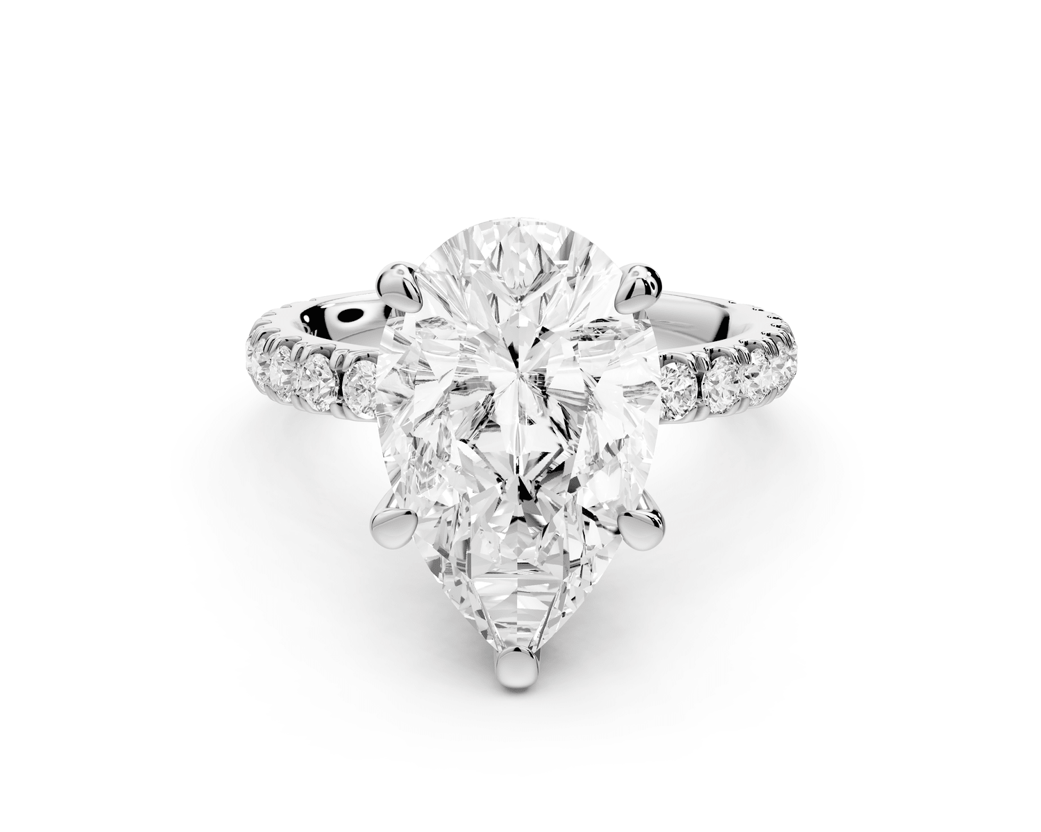 Jade - 4ct platinum pear hidden halo diamond crown and bridge pavé engagamnet ring - Mr. Alex Jewelry