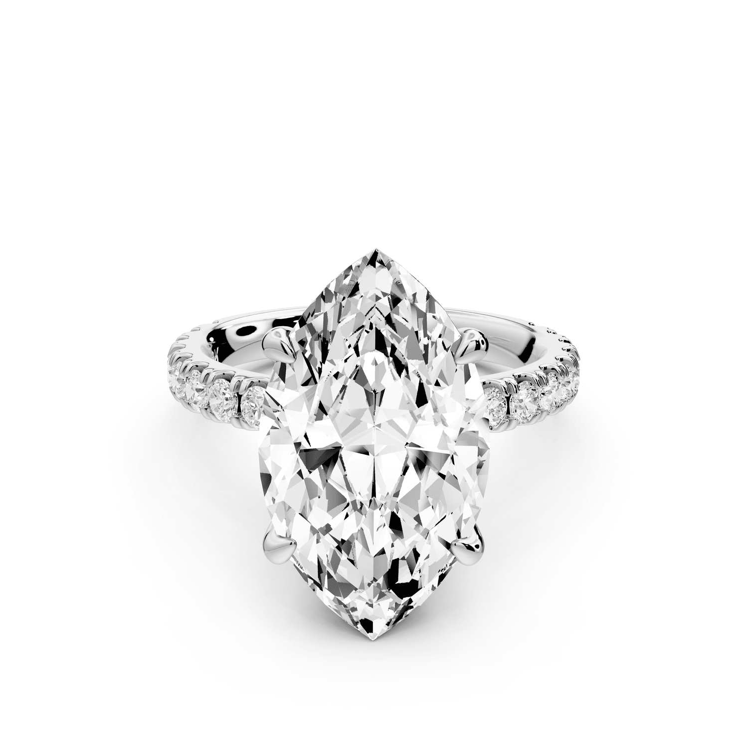 Jade - 5ct 14k white gold marquise hidden halo diamond crown and bridge pavé engagement ring - Mr. Alex Jewelry