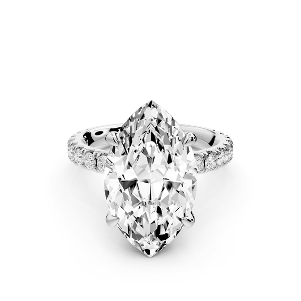 Jade - 5ct 14k white gold marquise hidden halo diamond crown and bridge pavé engagement ring - Mr. Alex Jewelry