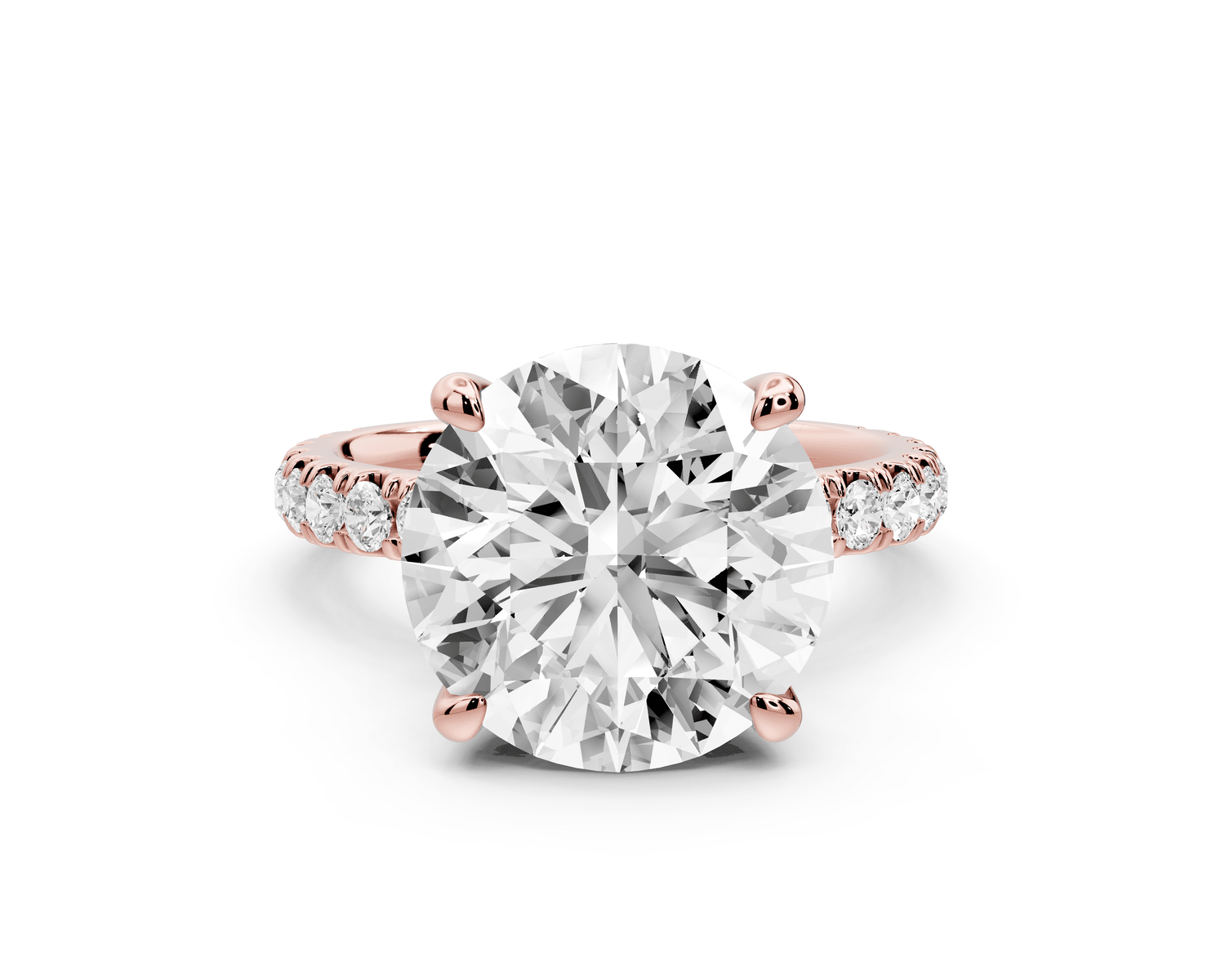 Jade - 5ct 18k rose gold round hidden halo diamond crown and bridge pavé engagamnet ring - Mr. Alex Jewelry
