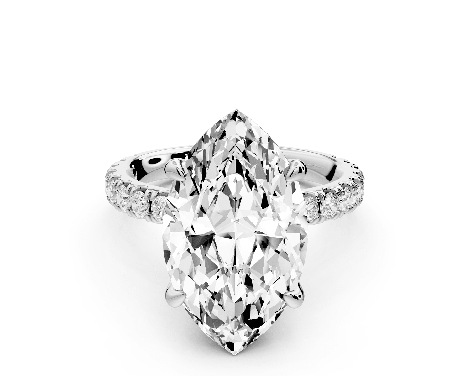 Jade - 5ct 18k white gold marquise hidden halo diamond crown and bridge pavé engagement ring - Mr. Alex Jewelry