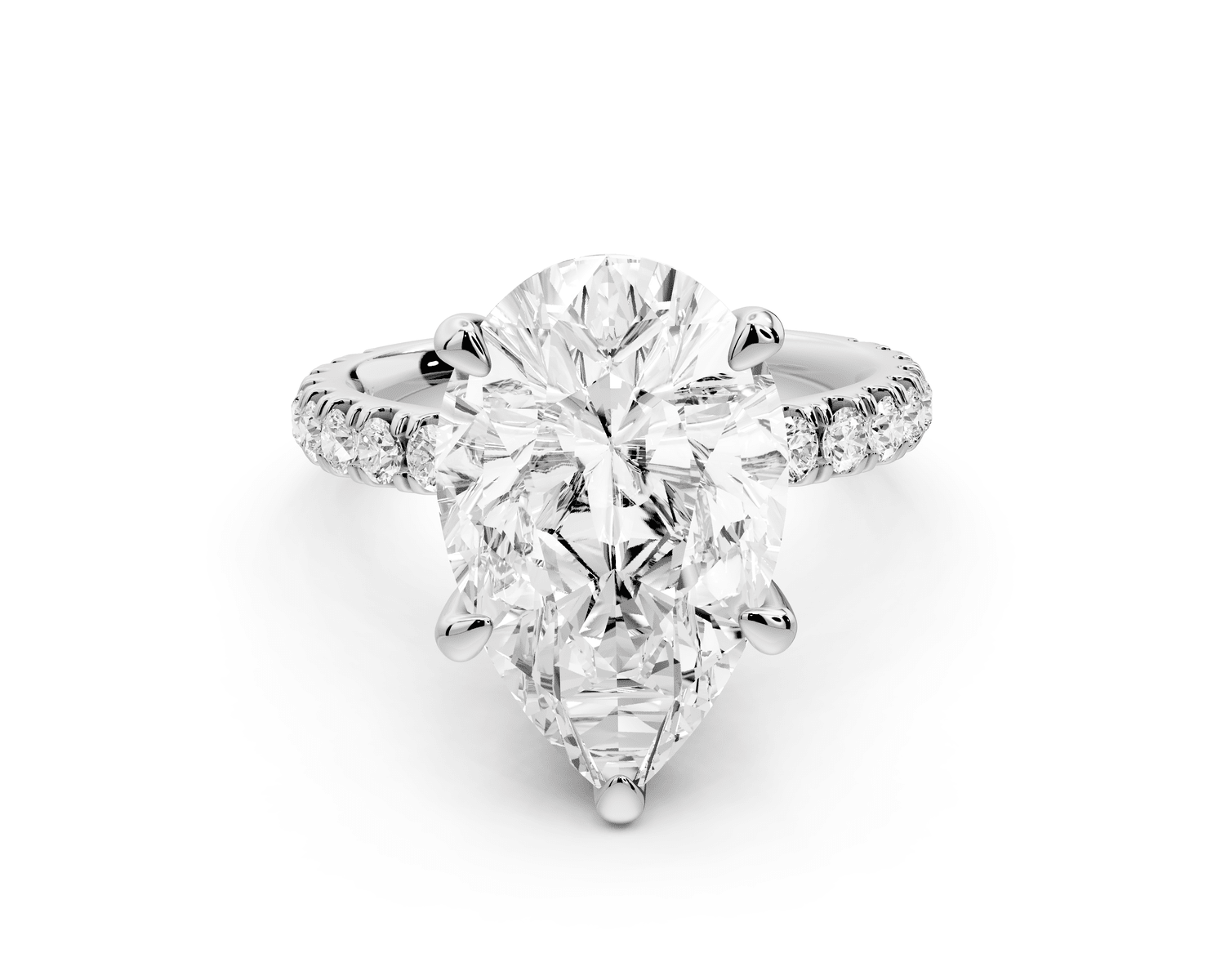 Jade - 5ct 18k white gold pear hidden halo diamond crown and bridge pavé engagamnet ring - Mr. Alex Jewelry