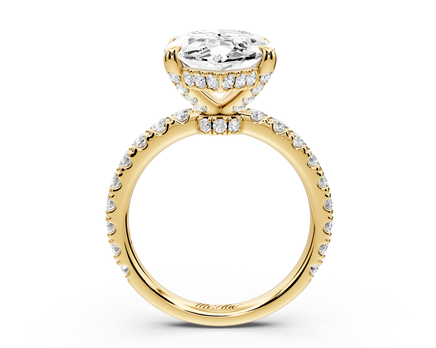 Jade - 5ct 18k yellow gold marquise hidden halo diamond crown and bridge pavé engagement ring - Mr. Alex Jewelry