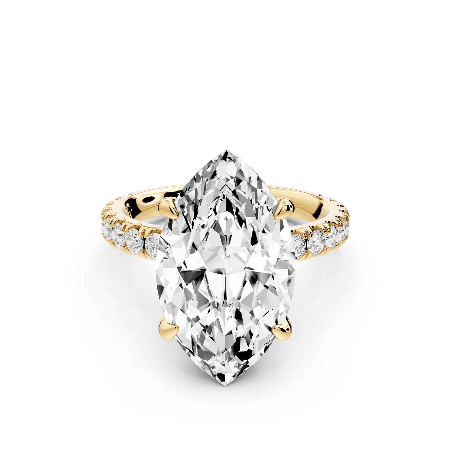 Jade - 5ct 18k yellow gold marquise hidden halo diamond crown and bridge pavé engagement ring - Mr. Alex Jewelry