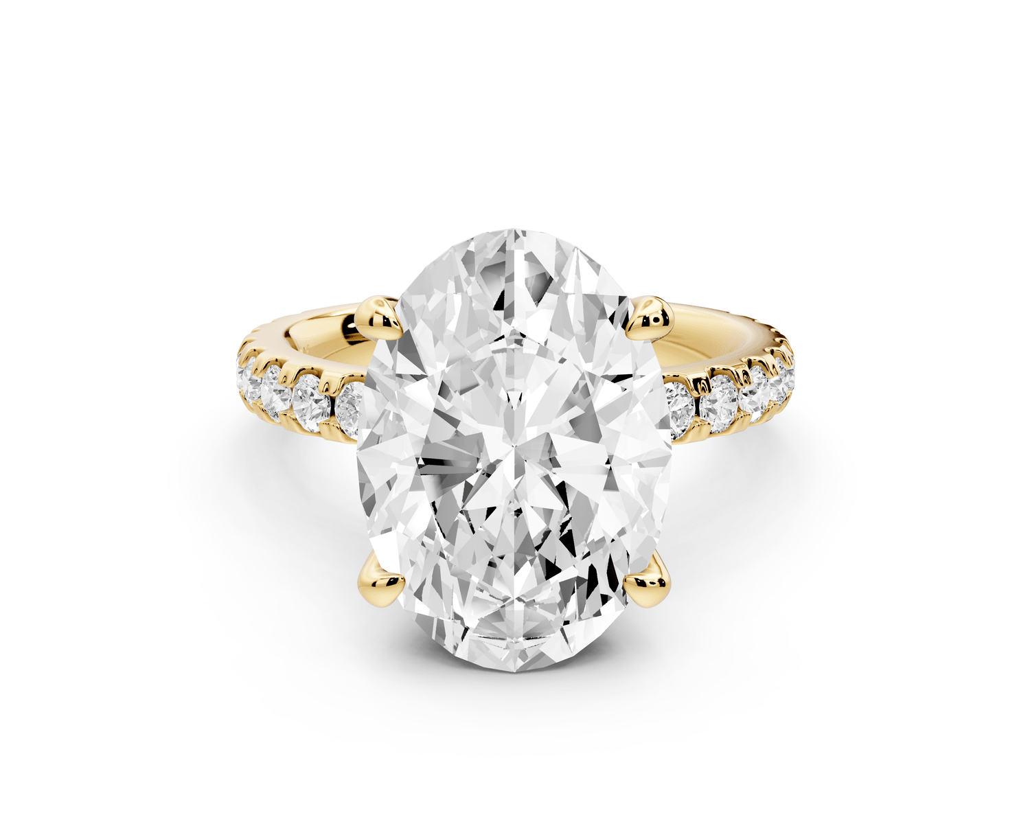 Jade - 5ct 18k yellow gold oval hidden halo diamond crown and bridge pavé engagamnet ring - Mr. Alex Jewelry