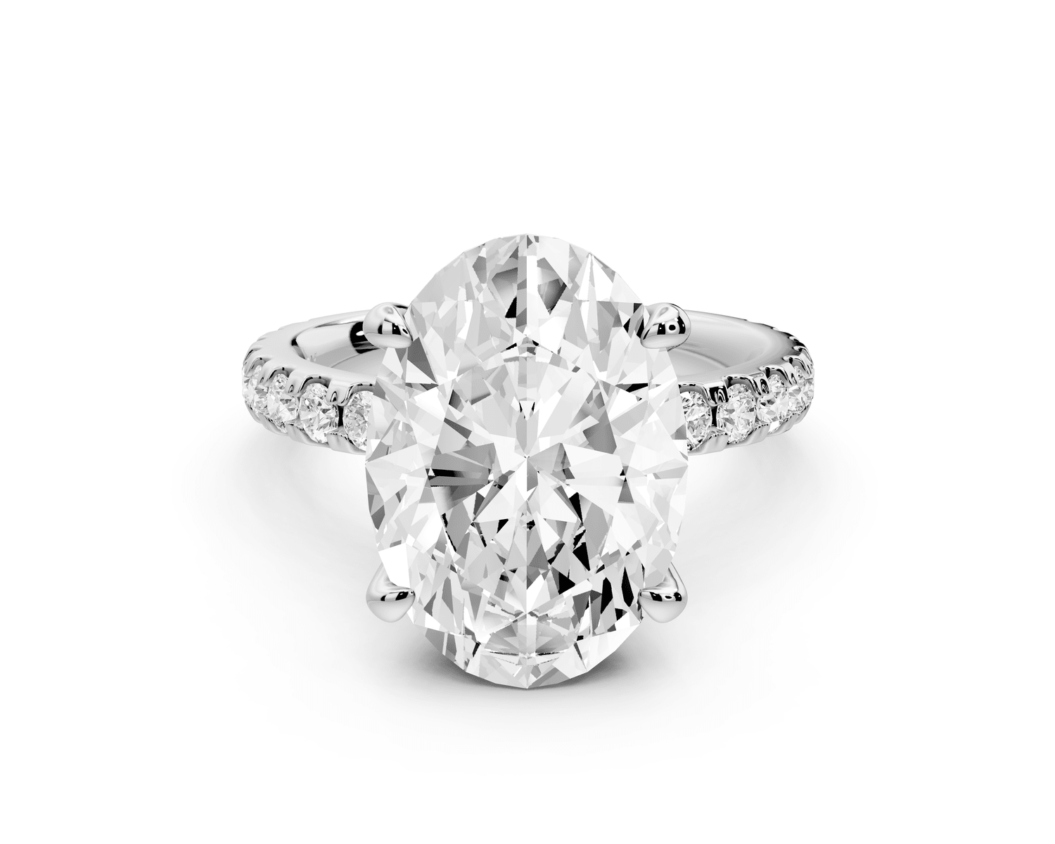 Jade - 5ct platinum oval hidden halo diamond crown and bridge pavé engagamnet ring - Mr. Alex Jewelry