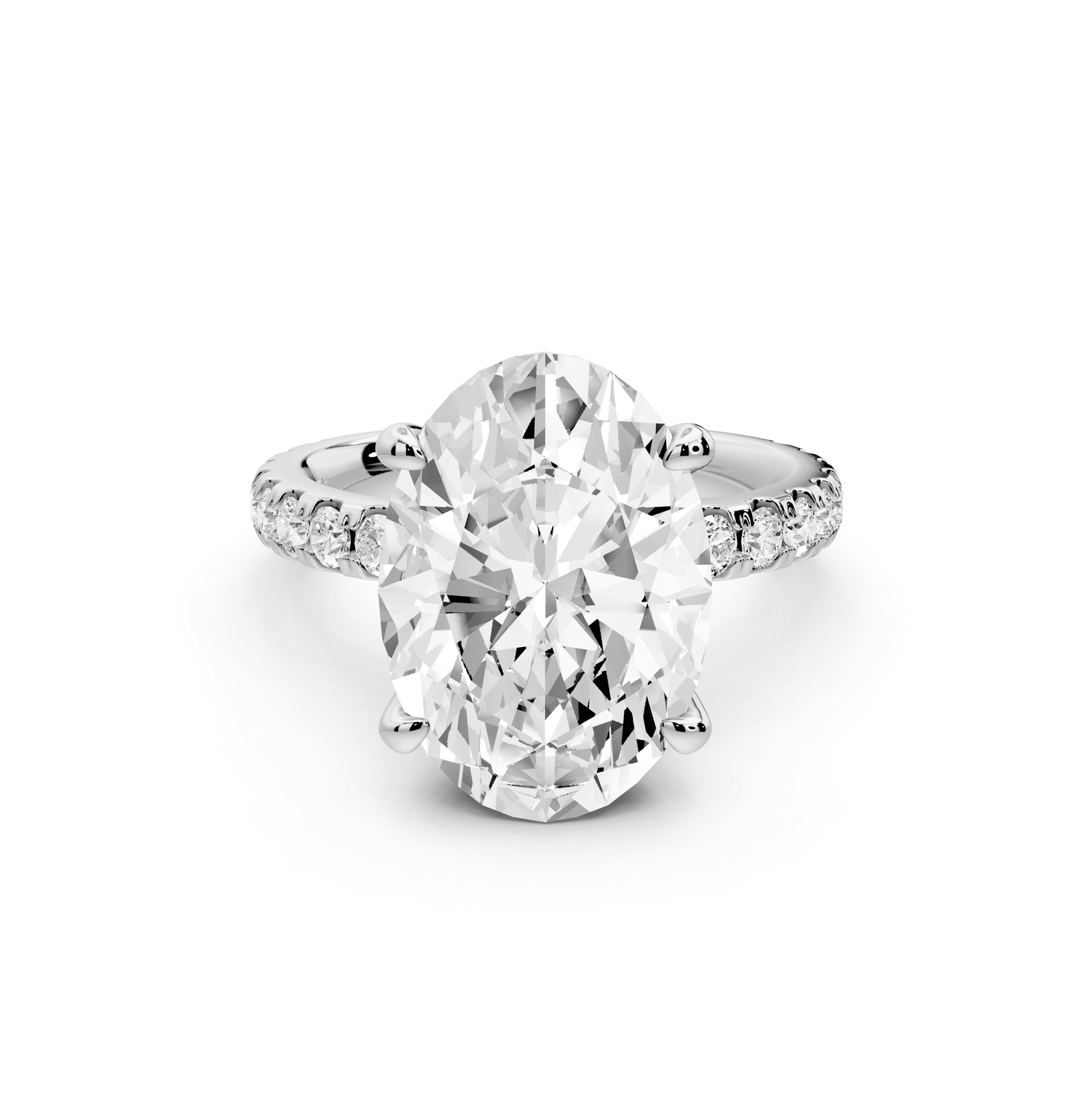 Jade - 5ct platinum oval hidden halo diamond crown and bridge pavé engagamnet ring - Mr. Alex Jewelry