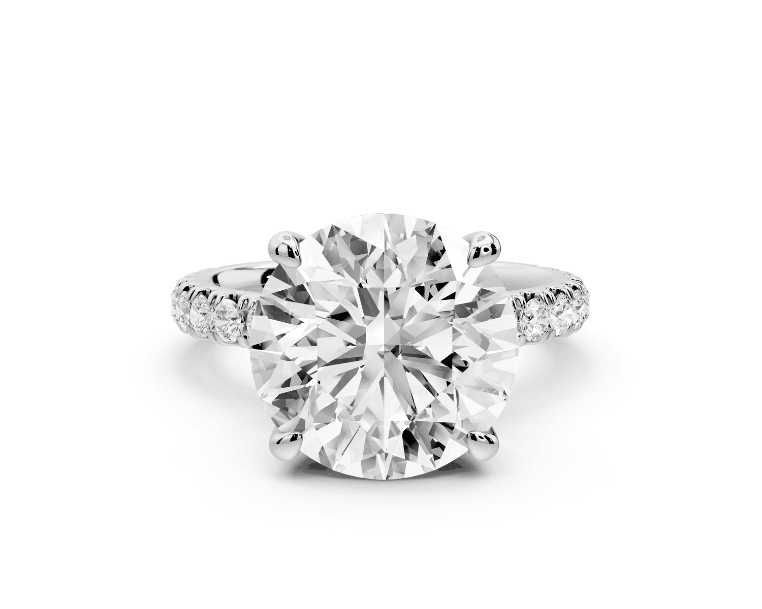 Jade - 5ct platinum round hidden halo diamond crown and bridge pavé engagamnet ring - Mr. Alex Jewelry