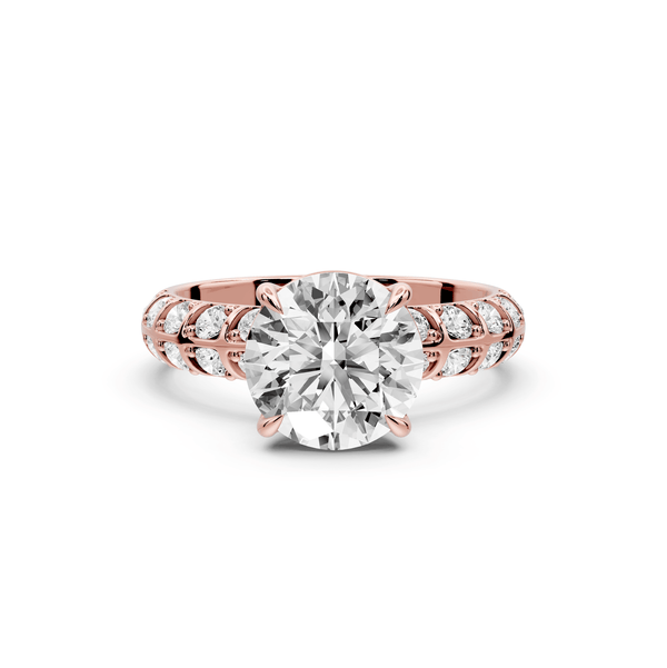Jessica - 2ct 14k rose gold Round Split-Shank Engagement Ring with Double-Row Shared-Prong Pavé Band - Mr. Alex Jewelry