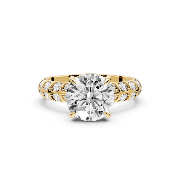 Jessica - 2ct 14k yellow gold Round Split-Shank Engagement Ring with Double-Row Shared-Prong Pavé Band - Mr. Alex Jewelry