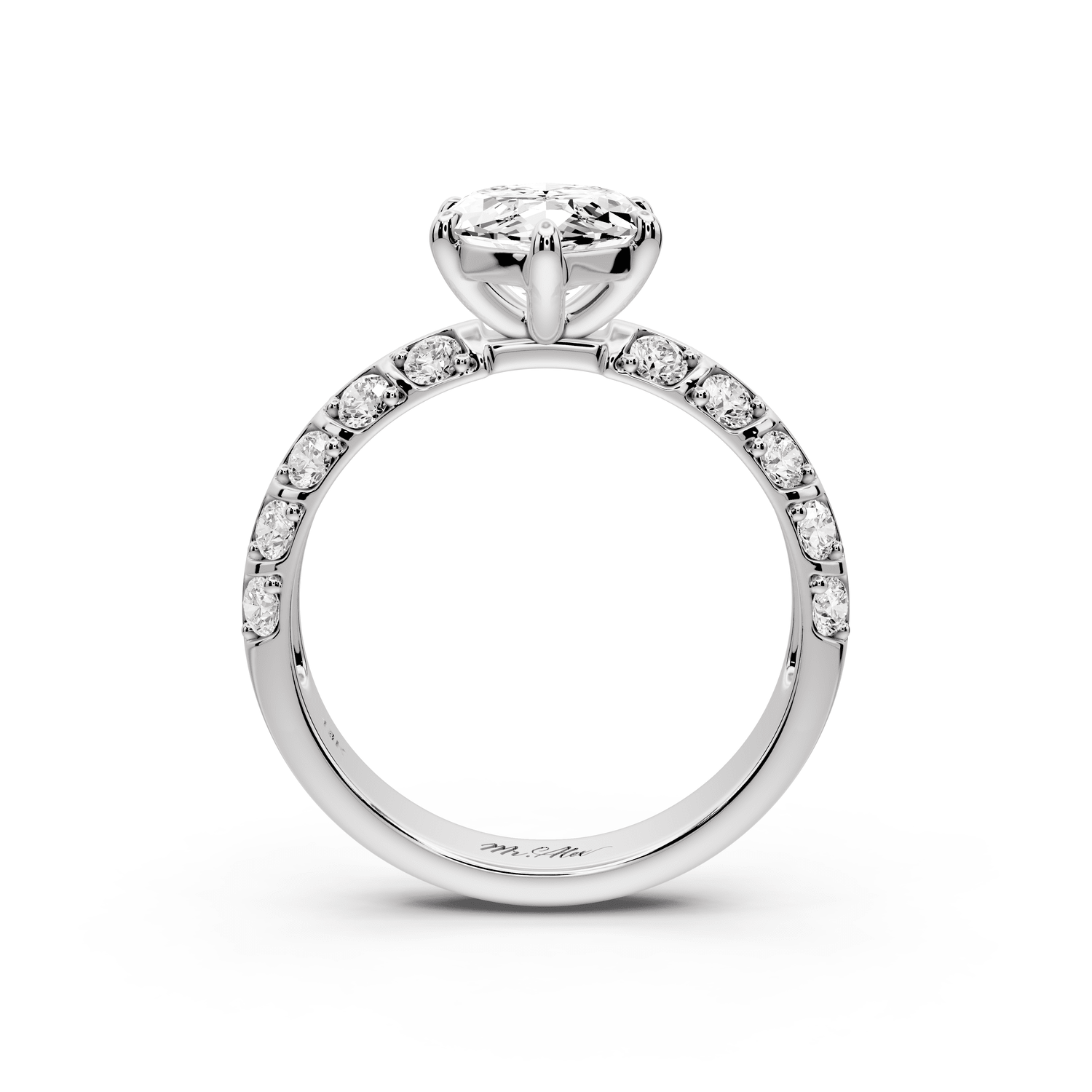 Jessica - 2ct 18k white gold Marquise Split-Shank Engagement Ring with Double-Row Shared-Prong Pavé Band - Mr. Alex Jewelry