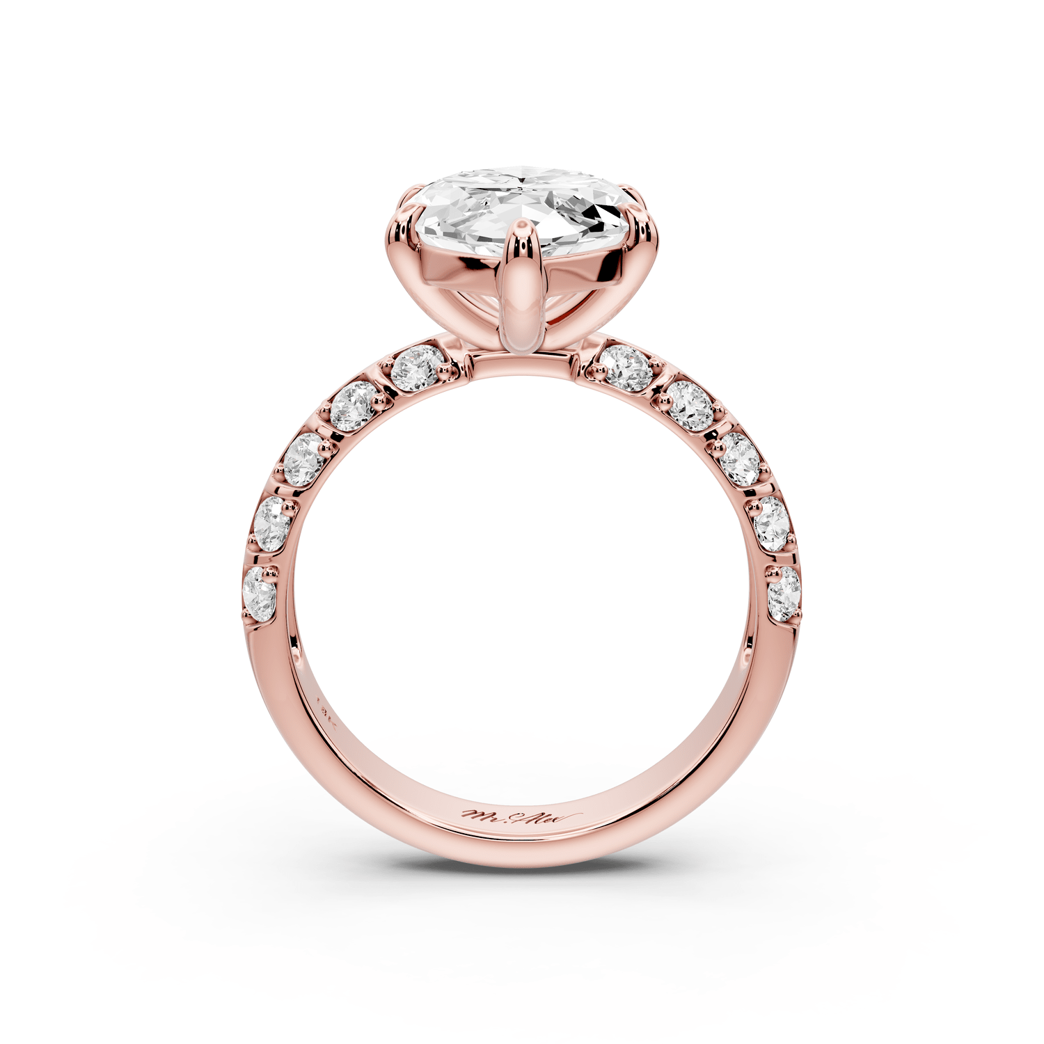 Jessica - 4ct 14k rose gold Marquise Split-Shank Engagement Ring with Double-Row Shared-Prong Pavé Band - Mr. Alex Jewelry