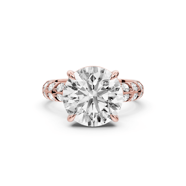 Jessica - 4ct 14k rose gold Round Split-Shank Engagement Ring with Double-Row Shared-Prong Pavé Band - Mr. Alex Jewelry