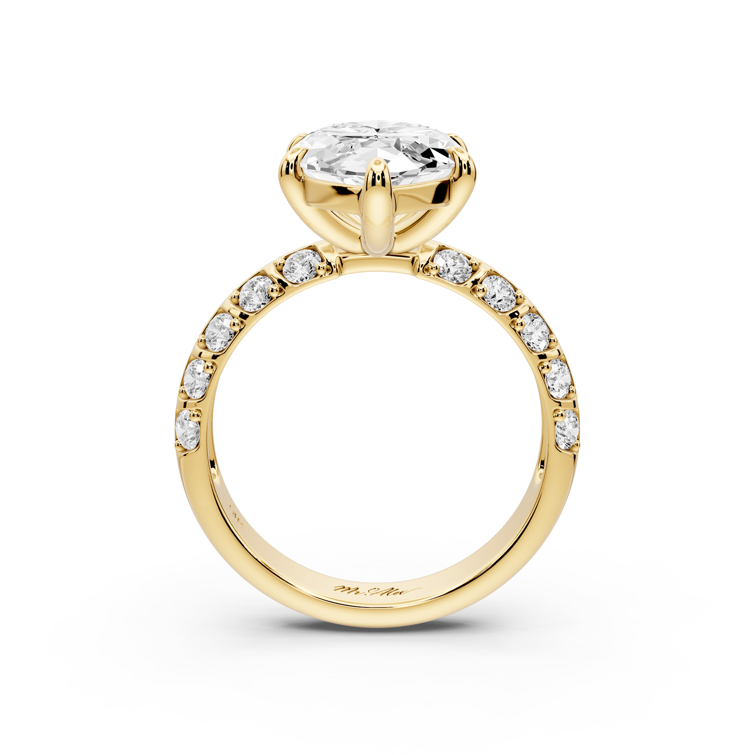 Jessica - 4ct 18k yellow gold Marquise Split-Shank Engagement Ring with Double-Row Shared-Prong Pavé Band - Mr. Alex Jewelry