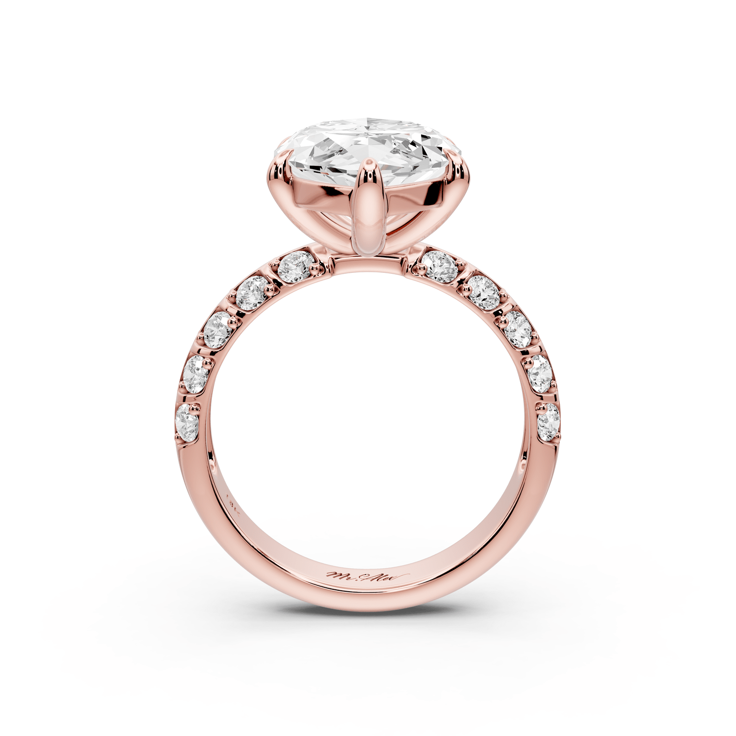 Jessica - 5ct 14k rose gold Marquise Split-Shank Engagement Ring with Double-Row Shared-Prong Pavé Band - Mr. Alex Jewelry
