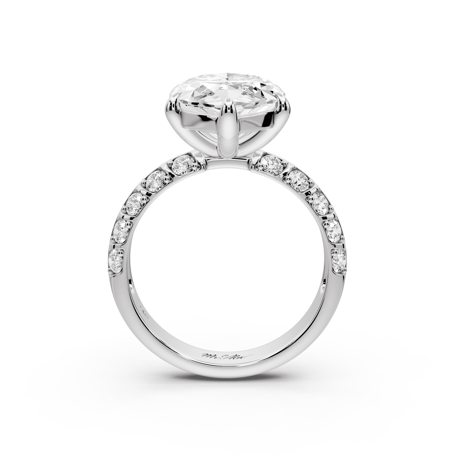 Jessica - 5ct 14k white gold Marquise Split-Shank Engagement Ring with Double-Row Shared-Prong Pavé Band - Mr. Alex Jewelry