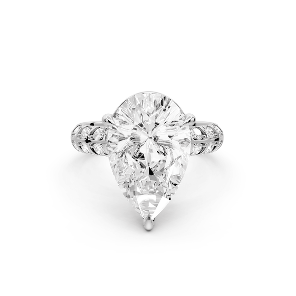 Jessica - 5ct 14k white gold Pear Split-Shank Engagement Ring with Double-Row Shared-Prong Pavé Band - Mr. Alex Jewelry
