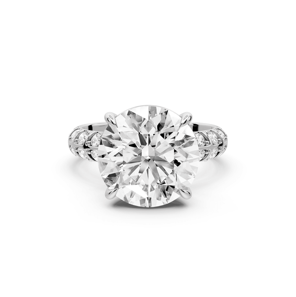 Jessica - 5ct 14k white gold Round Split-Shank Engagement Ring with Double-Row Shared-Prong Pavé Band - Mr. Alex Jewelry