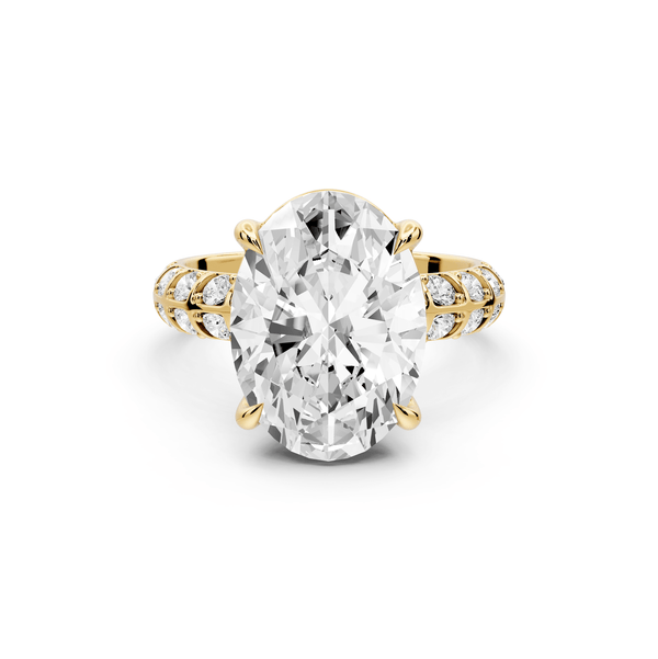 Jessica - 5ct 14k yellow gold Oval Split-Shank Engagement Ring with Double-Row Shared-Prong Pavé Band - Mr. Alex Jewelry