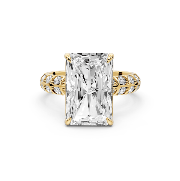 Jessica - 5ct 14k yellow gold Radiant Split-Shank Engagement Ring with Double-Row Shared-Prong Pavé Band - Mr. Alex Jewelry